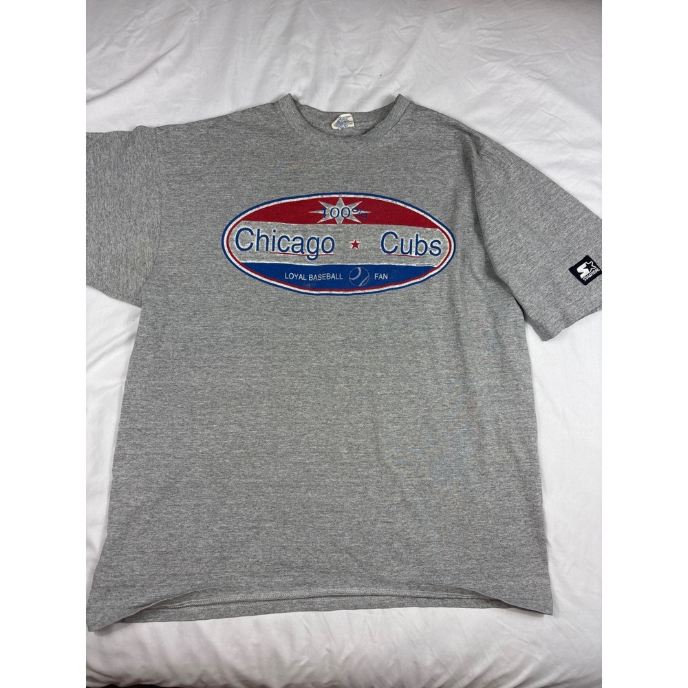 Vintage Starter Chicago Cubs TShirt Mens XL Gray Loyal Baseball Fan MLB USA Made